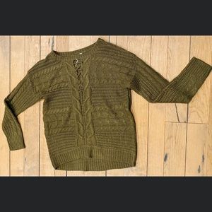 Olive green criss cross sweater